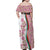 Rose of Bulgaria Family Matching Off Shoulder Maxi Dress and Hawaiian Shirt with National Flag Ribbon and Floral Damask Pattern