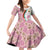 Rose of Bulgaria Family Matching Off Shoulder Short Dress and Hawaiian Shirt with National Flag Ribbon and Floral Damask Pattern
