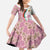 Rose of Bulgaria Family Matching Puletasi and Hawaiian Shirt with National Flag Ribbon and Floral Damask Pattern