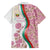 Rose of Bulgaria Family Matching Puletasi and Hawaiian Shirt with National Flag Ribbon and Floral Damask Pattern