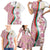 Rose of Bulgaria Family Matching Short Sleeve Bodycon Dress and Hawaiian Shirt with National Flag Ribbon and Floral Damask Pattern