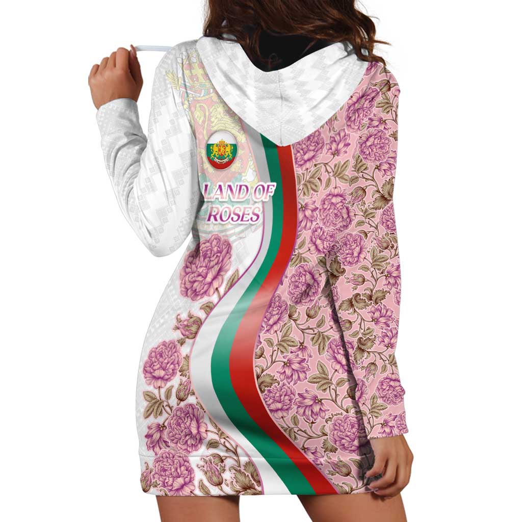 Rose of Bulgaria Hoodie Dress with National Flag Ribbon and Floral Damask Pattern