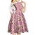 Rose of Bulgaria Kid Short Sleeve Dress with National Flag Ribbon and Floral Damask Pattern