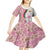 Rose of Bulgaria Kid Short Sleeve Dress with National Flag Ribbon and Floral Damask Pattern