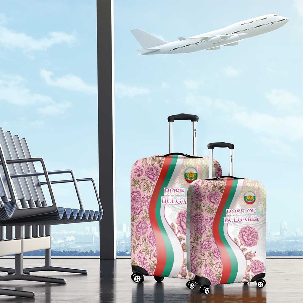 Rose of Bulgaria Luggage Cover with National Flag Ribbon and Floral Damask Pattern