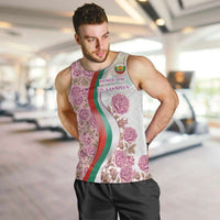 Rose of Bulgaria Men Tank Top with National Flag Ribbon and Floral Damask Pattern