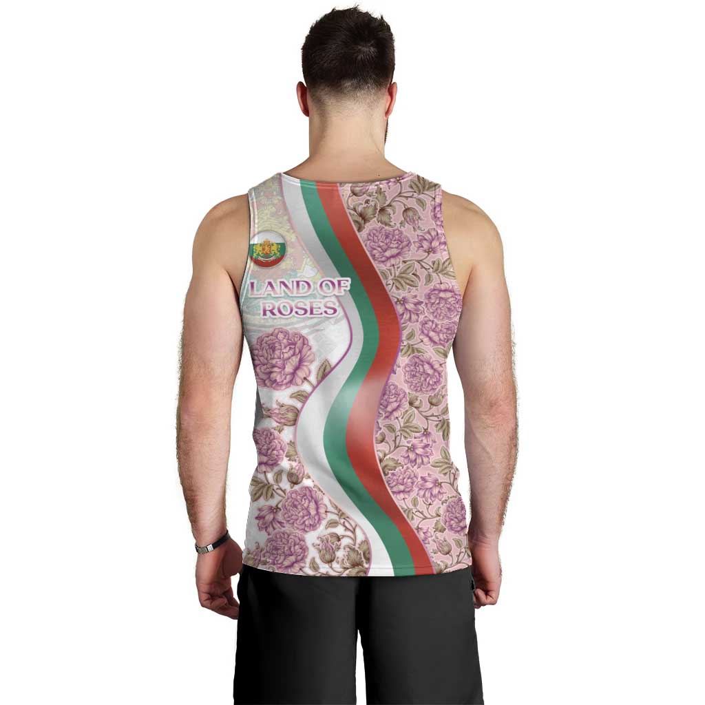 Rose of Bulgaria Men Tank Top with National Flag Ribbon and Floral Damask Pattern