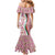 Rose of Bulgaria Mermaid Dress with National Flag Ribbon and Floral Damask Pattern