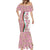 Rose of Bulgaria Mermaid Dress with National Flag Ribbon and Floral Damask Pattern