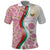 Rose of Bulgaria Polo Shirt with National Flag Ribbon and Floral Damask Pattern