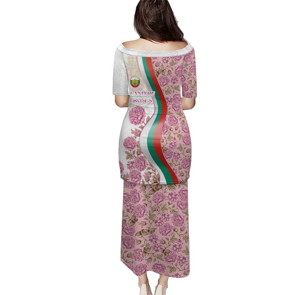 Rose of Bulgaria Puletasi with National Flag Ribbon and Floral Damask Pattern