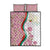 Rose of Bulgaria Quilt Bed Set with National Flag Ribbon and Floral Damask Pattern