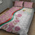 Rose of Bulgaria Quilt Bed Set with National Flag Ribbon and Floral Damask Pattern