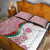 Rose of Bulgaria Quilt Bed Set with National Flag Ribbon and Floral Damask Pattern