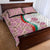 Rose of Bulgaria Quilt Bed Set with National Flag Ribbon and Floral Damask Pattern