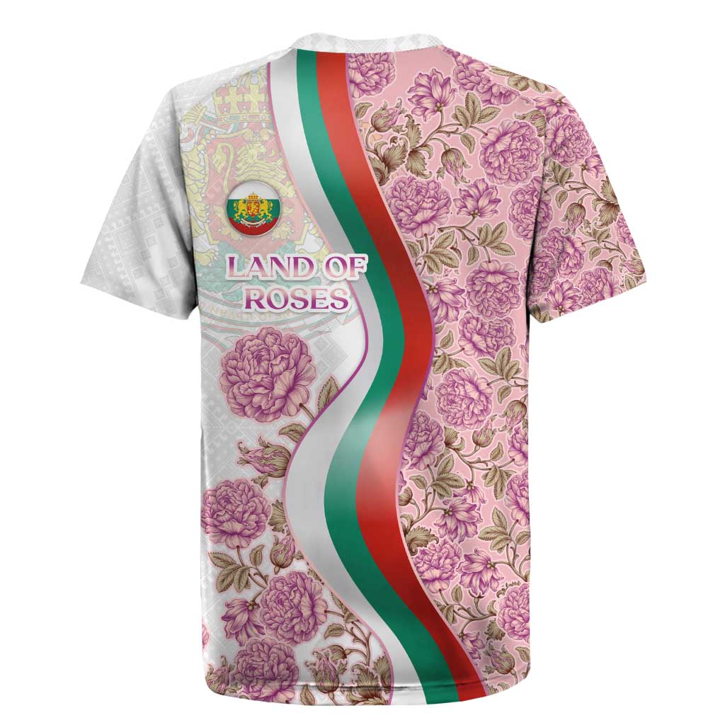 Rose of Bulgaria Rugby Jersey with National Flag Ribbon and Floral Damask Pattern