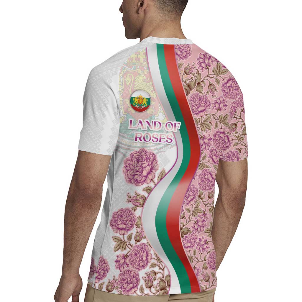 Rose of Bulgaria Rugby Jersey with National Flag Ribbon and Floral Damask Pattern