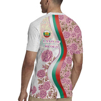Rose of Bulgaria Rugby Jersey with National Flag Ribbon and Floral Damask Pattern