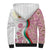 Rose of Bulgaria Sherpa Hoodie with National Flag Ribbon and Floral Damask Pattern