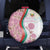 Rose of Bulgaria Spare Tire Cover with National Flag Ribbon and Floral Damask Pattern