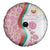 Rose of Bulgaria Spare Tire Cover with National Flag Ribbon and Floral Damask Pattern