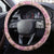 Rose of Bulgaria Steering Wheel Cover with National Flag Ribbon and Floral Damask Pattern