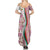 Rose of Bulgaria Summer Maxi Dress with National Flag Ribbon and Floral Damask Pattern