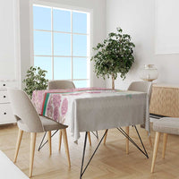 Rose of Bulgaria Tablecloth with National Flag Ribbon and Floral Damask Pattern