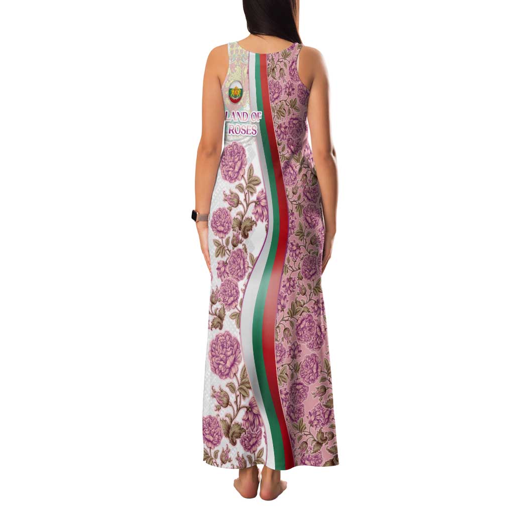 Rose of Bulgaria Tank Maxi Dress with National Flag Ribbon and Floral Damask Pattern