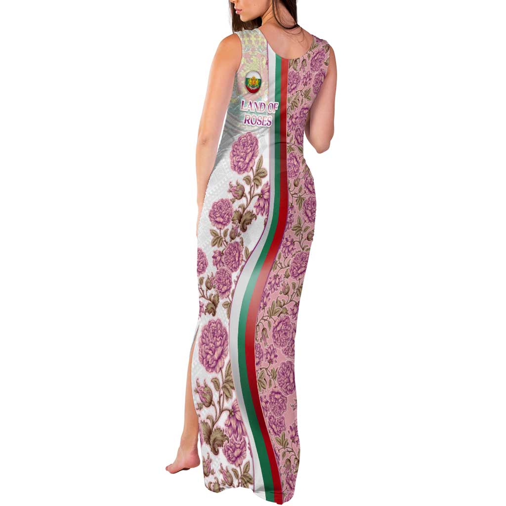 Rose of Bulgaria Tank Maxi Dress with National Flag Ribbon and Floral Damask Pattern