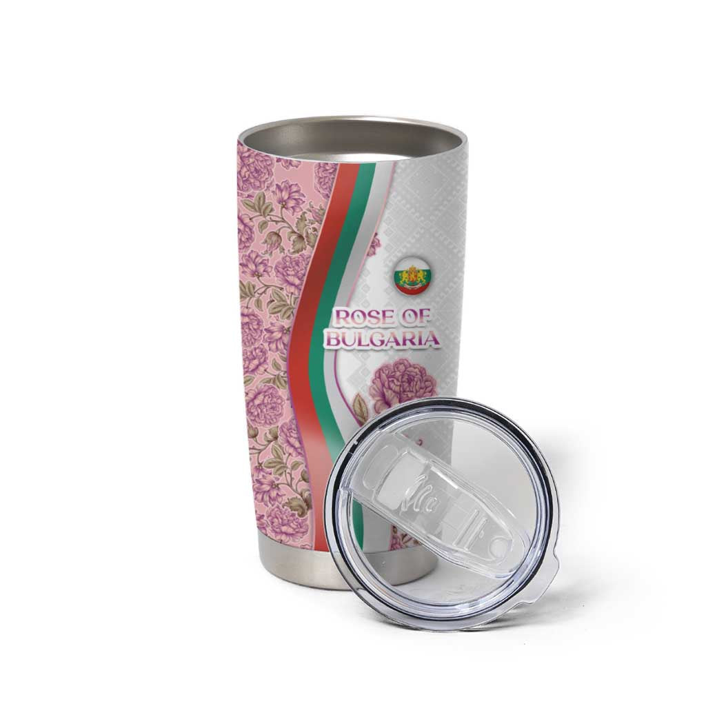 Rose of Bulgaria Tumbler Cup with National Flag Ribbon and Floral Damask Pattern