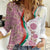 Rose of Bulgaria Women Casual Shirt with National Flag Ribbon and Floral Damask Pattern