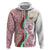 Rose of Bulgaria Zip Hoodie with National Flag Ribbon and Floral Damask Pattern