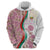 Rose of Bulgaria Zip Hoodie with National Flag Ribbon and Floral Damask Pattern
