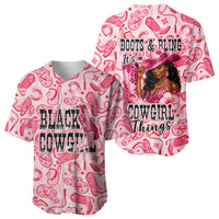 Black Cowgirl Baseball Jersey Boots And Bling - Pink Leopard Western Diva Melanin