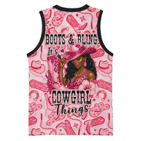Black Cowgirl Basketball Jersey Boots And Bling - Pink Leopard Western Diva Melanin