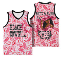 Black Cowgirl Basketball Jersey Boots And Bling - Pink Leopard Western Diva Melanin