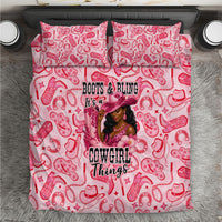 Black Cowgirl Bedding Set Boots And Bling - Pink Leopard Western Diva Melanin