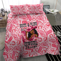 Black Cowgirl Bedding Set Boots And Bling - Pink Leopard Western Diva Melanin