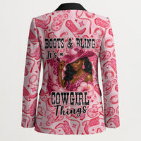 Black Cowgirl Blazer Boots And Bling - Pink Leopard Western Diva Melanin