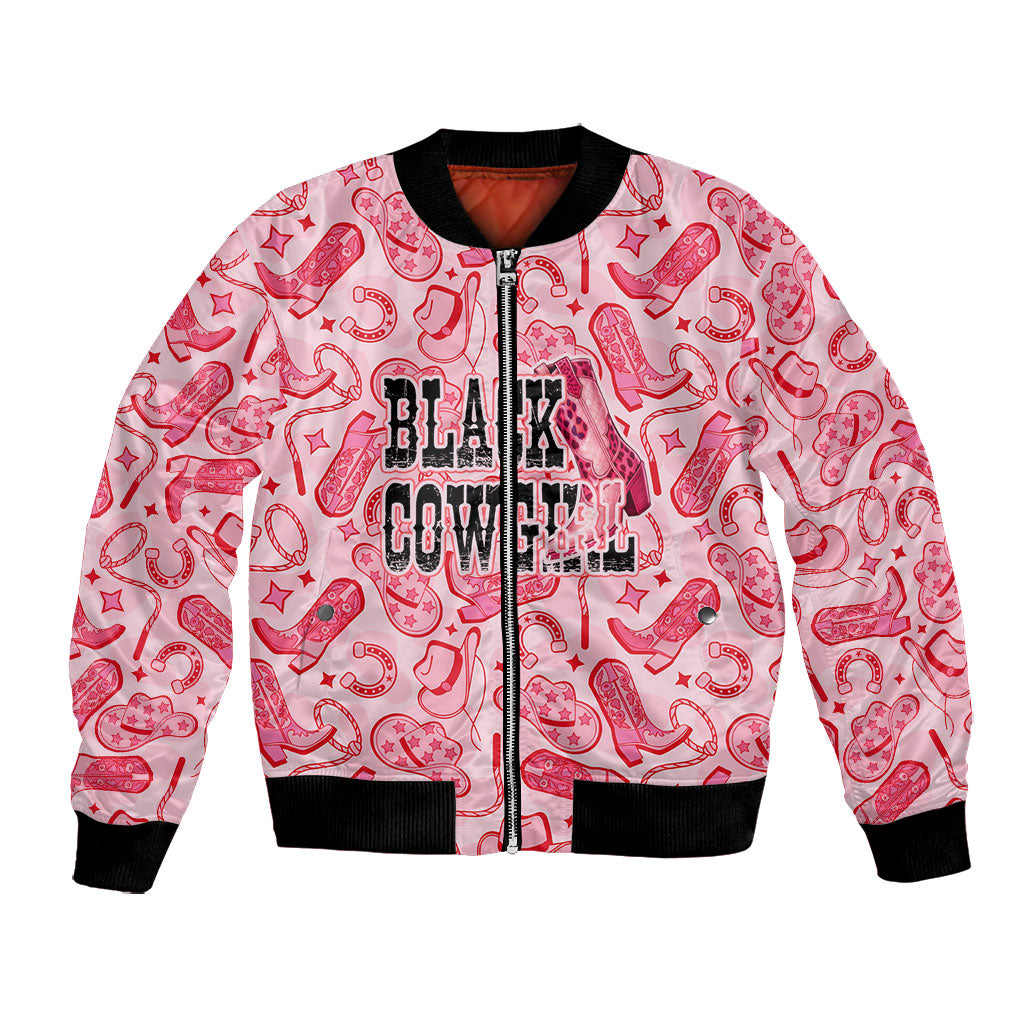 Black Cowgirl Bomber Jacket Boots And Bling - Pink Leopard Western Diva Melanin