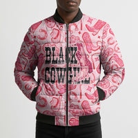 Black Cowgirl Bomber Puffer Jacket Boots And Bling - Pink Leopard Western Diva Melanin