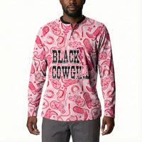 Black Cowgirl Button Sweatshirt Boots And Bling - Pink Leopard Western Diva Melanin