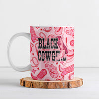 Black Cowgirl Ceramic Mug Boots And Bling - Pink Leopard Western Diva Melanin