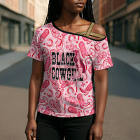 Black Cowgirl Cross Shoulder Shirt Boots And Bling - Pink Leopard Western Diva Melanin