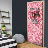 Black Cowgirl Door Cover Boots And Bling - Pink Leopard Western Diva Melanin