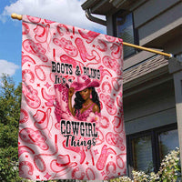 Black Cowgirl Garden Flag Boots And Bling - Pink Leopard Western Diva Melanin