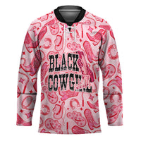 Black Cowgirl Hockey Jersey Boots And Bling - Pink Leopard Western Diva Melanin