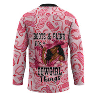 Black Cowgirl Hockey Jersey Boots And Bling - Pink Leopard Western Diva Melanin