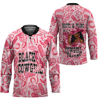Black Cowgirl Hockey Jersey Boots And Bling - Pink Leopard Western Diva Melanin